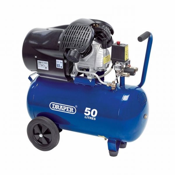 Compressor DRAPER 50Ltr. 2.2Kw 3HP Twin V [+B] - Warrior Warehouses