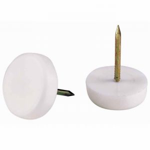 Glide Feet for Furniture Nail in White 22mm Head x4