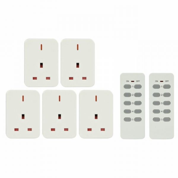 Remote Controlled Sockjs Remote Controlled Sockets x5 & 2 Remotes - Warrior Warehouses