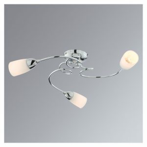 Ceiling Fitting LISA Swirl 3Way Chrome & Glass Shade