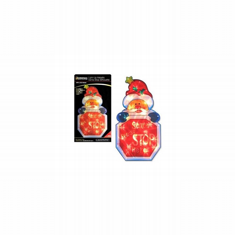 Christmas Santa Stop Sil. Window Light Timer 2xAA Req.