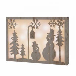 Christmas Snowman Silhouette in Frame 20 LED