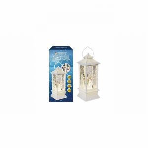 Christmas LED Lantern Water & Glitter Snowman White