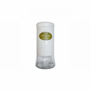 Canister White Glass & Plastic