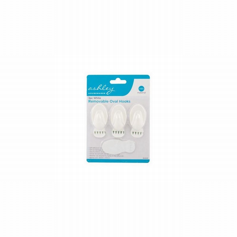 Hook Removable Self Adhesive Large Oval x 3 ABS