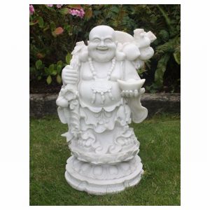 Garden Ornament WEALTHY STANDING BUDDHA WHITE Colour 52cm