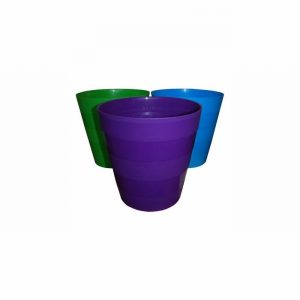 Waste Paper Bin Designer Ribbed Solid Blue