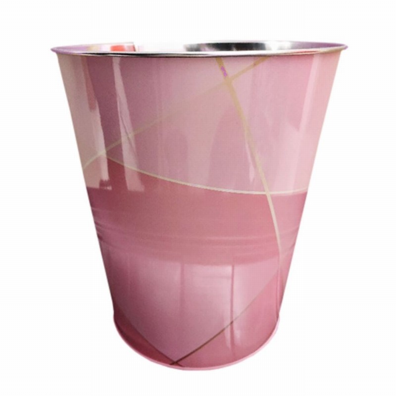Waste Bin Metal Abstract Pink & Gold Highlight 26cm High