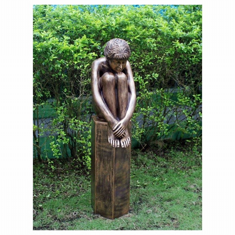 Garden Ornament SOPHIA ON COLUMN BRONZE Colour 110cm