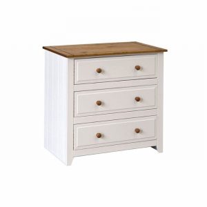 Chest 3 Drawer Wide CAPRI Pine & White