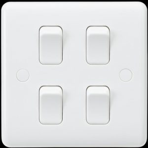 Light Switch 4Gang 2Way 10Amp 1Gang Plate CURVED EDGE