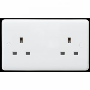 Socket 13Amp 2Gang Unswitched CURVED EDGE