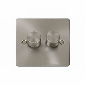 DIMMER 2GANG 2WAY 400W BRUSHED STEEL