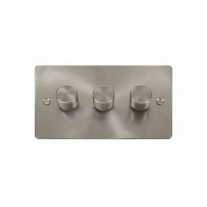DIMMER 3GANG 2WAY 400W BRUSHED STEEL