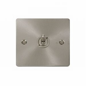 SWITCH LIGHT TOGGLE 1GANG 2WAY BRUSHED STEEL