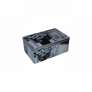 Storage Tin & Lid 20x13cm Battery Design