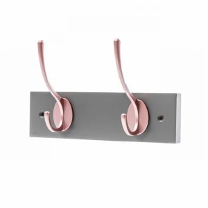 Coat Rack 2 Hook Deluxe H/Bourne Grey Base Rose Gold H&C
