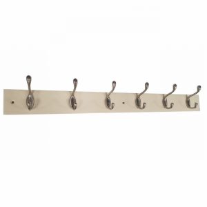 Coat Rack 6 Hook Deluxe H/Bourne Cream Base S.Nickel H&C