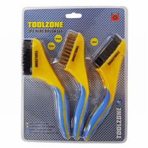 Wire Brush Set Brass Steel & Nylon Pl. Soft Grip Handle