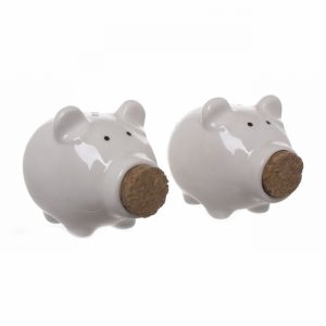 Condiment Set Salt & Pepper PIG Design 5x7x6cm Ceramic