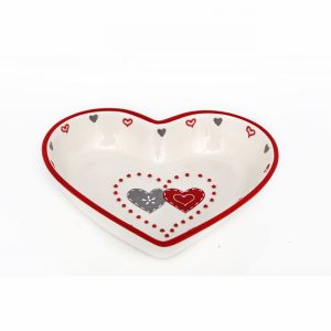 Dish Ceramic Double Heart Design 23.5x5.5cm