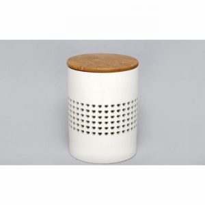 Food Cannister Heart Cut Out Design & Bamboo Lid 12.3cm