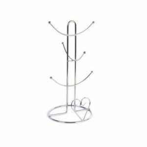 Mug Tree 32cm Heart Design Chrome