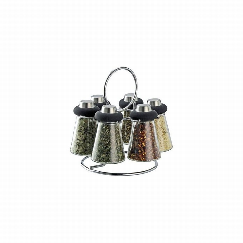 Spice Rack 6 Jar Chrome & Glass