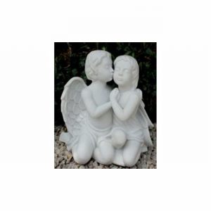 Garden Ornament CHERUBS KISSING X LARGE WHITE Colour 40cm