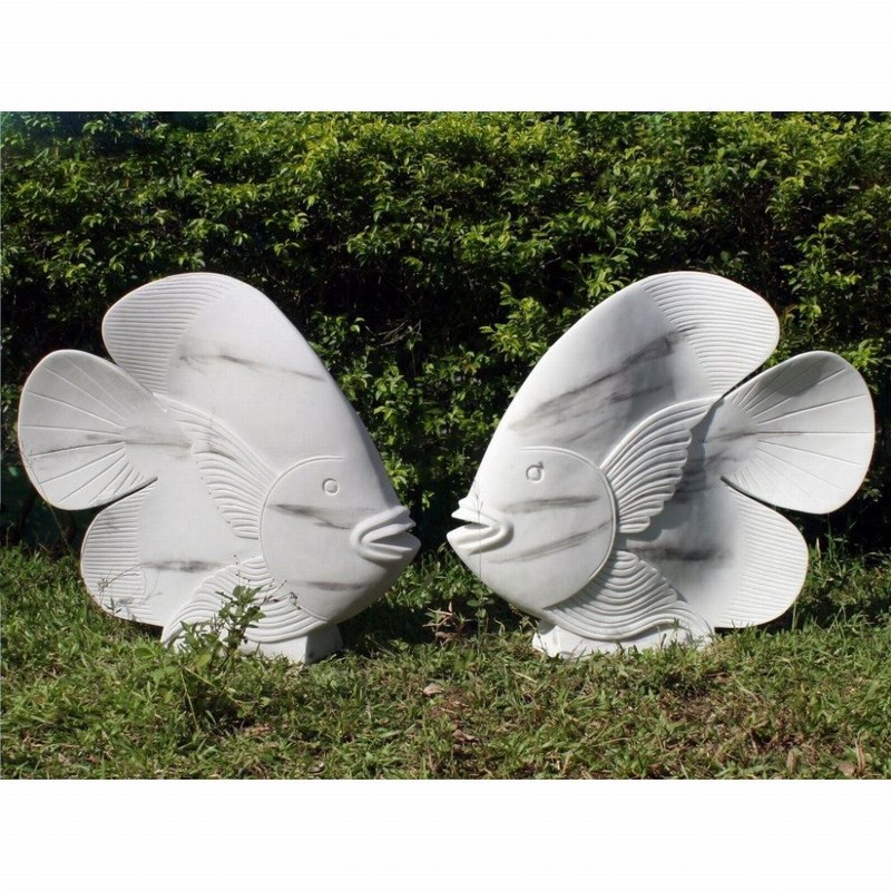 Garden Ornament FISH PAIR BLK & WHT Colour 37cm
