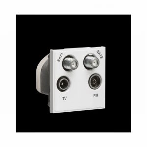 Coaxial & FM DAB & 2Sat. Sockets Quad. 2Module White