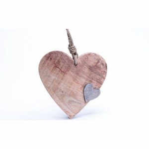 Ornamental Hanging Wooden Heart 15cm