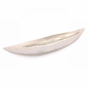 Dish Plain Leaf Silver Aluminium 45cm