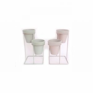 Planter Terracotta x2 on Stand 20x25cm Green Internal