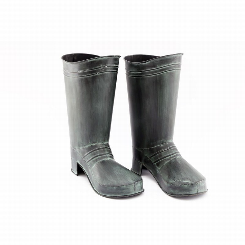 Planter Metal Wellington Boot Design Green 35cm PAIR