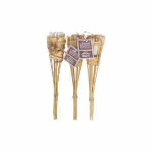 Candle in Glass Pot and Bamboo Spike Holder 30cm