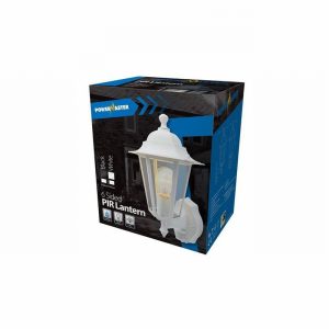 Lantern 6 Sided Up White & PIR
