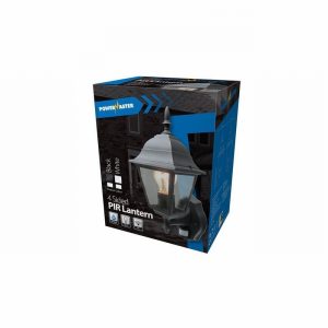 Lantern 4 Sided Up Black & PIR