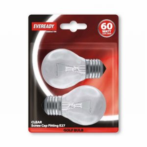Lamp Ball Clear ES 60w Pack of 2