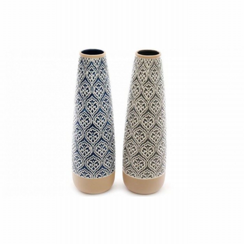 Vase SERENITY Oval Embossed Dolomite Blue 13x41cm