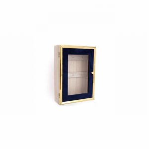 Key Box Deluxe Wood Velvet & Brassed 28x20x8cm 6Hook