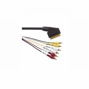 Lead Scart Plug to 6 Phono Plugs Gold Plated