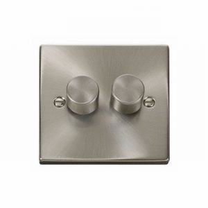 DIMMER 2GANG 2WAY 400W VIC SATIN CHROME