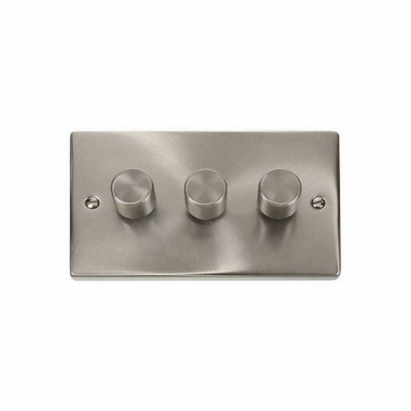 DIMMER 3GANG 2WAY 400W VIC SATIN CHROME
