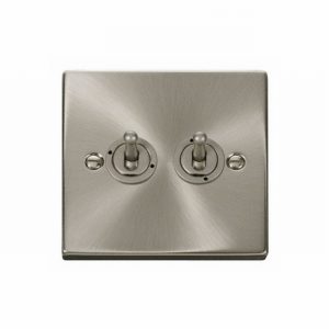 SWITCH LIGHT TOGGLE 2GANG 2WAY VIC SATIN CHROME