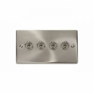 SWITCH LIGHT TOGGLE 4GANG 2WAY VIC SATIN CHROME
