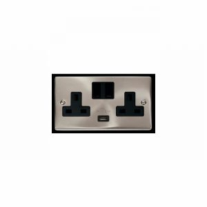 Socket 2Gang 13Amp Sw. DP & USB 2.1Amp DECO