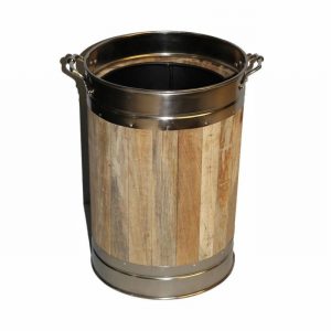 Coal Bucket Wood & SS Straight with Liner 38.5cm 15"
