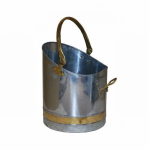 Coal Bucket Galv with Brass Band Set of 3 Large Only