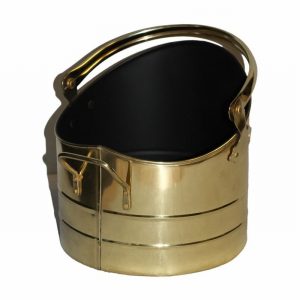 Coal Bucket Ribbed Brassed Set of 3